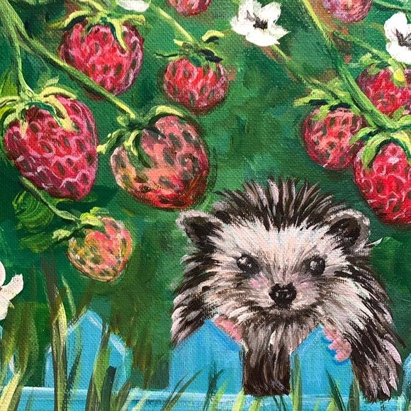 SALE!!! Hedgehog painting. Original painting handmade - Picture 3 of 8